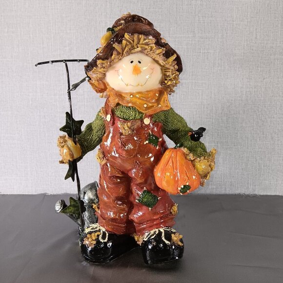 Scarecrow Fall Figurine Statue Harvest Decoration Halloween LARGE 12" Rustic - Picture 1 of 7